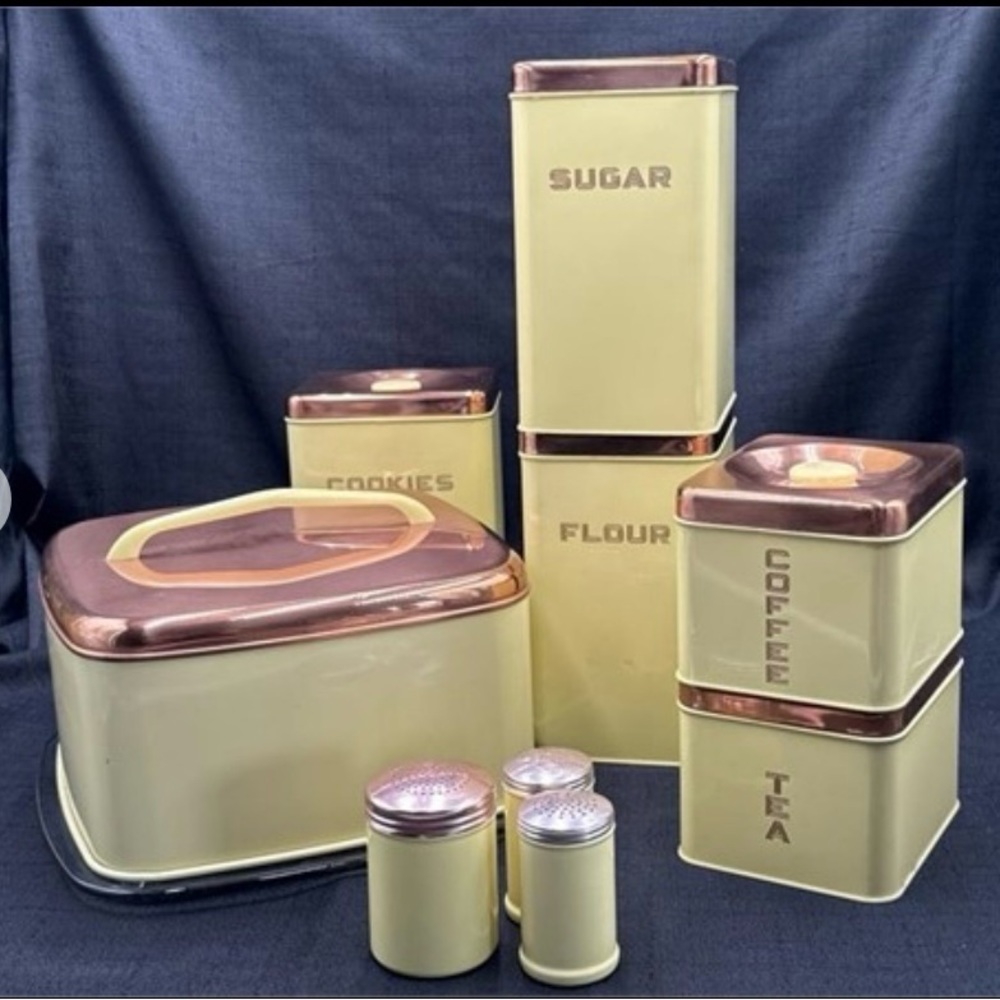 Vintage Yellow and Brown Kitchen Canister Set